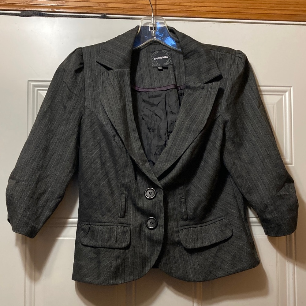 My Michelle Charcoal Pinstripe Blazer M